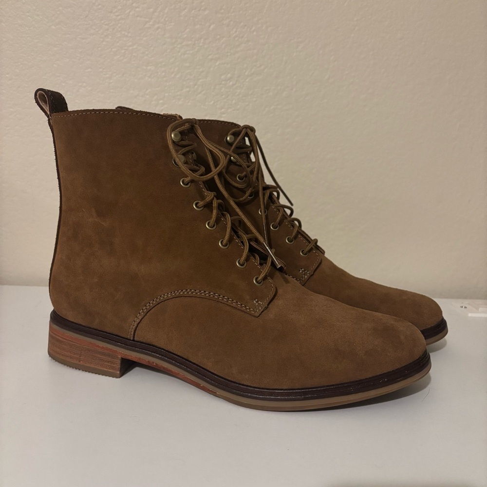 Clarks Tan Shearling Suede Lace-Up Boots